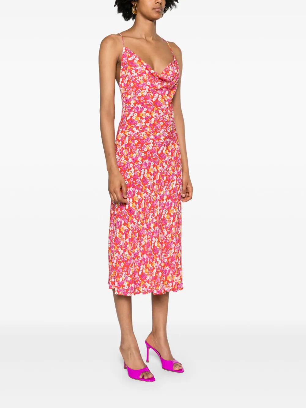 ROTATE Jacquard Midi Strap Dress