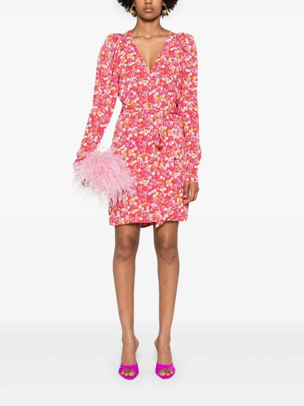 ROTATE Jacquard Mini Wrap Dress