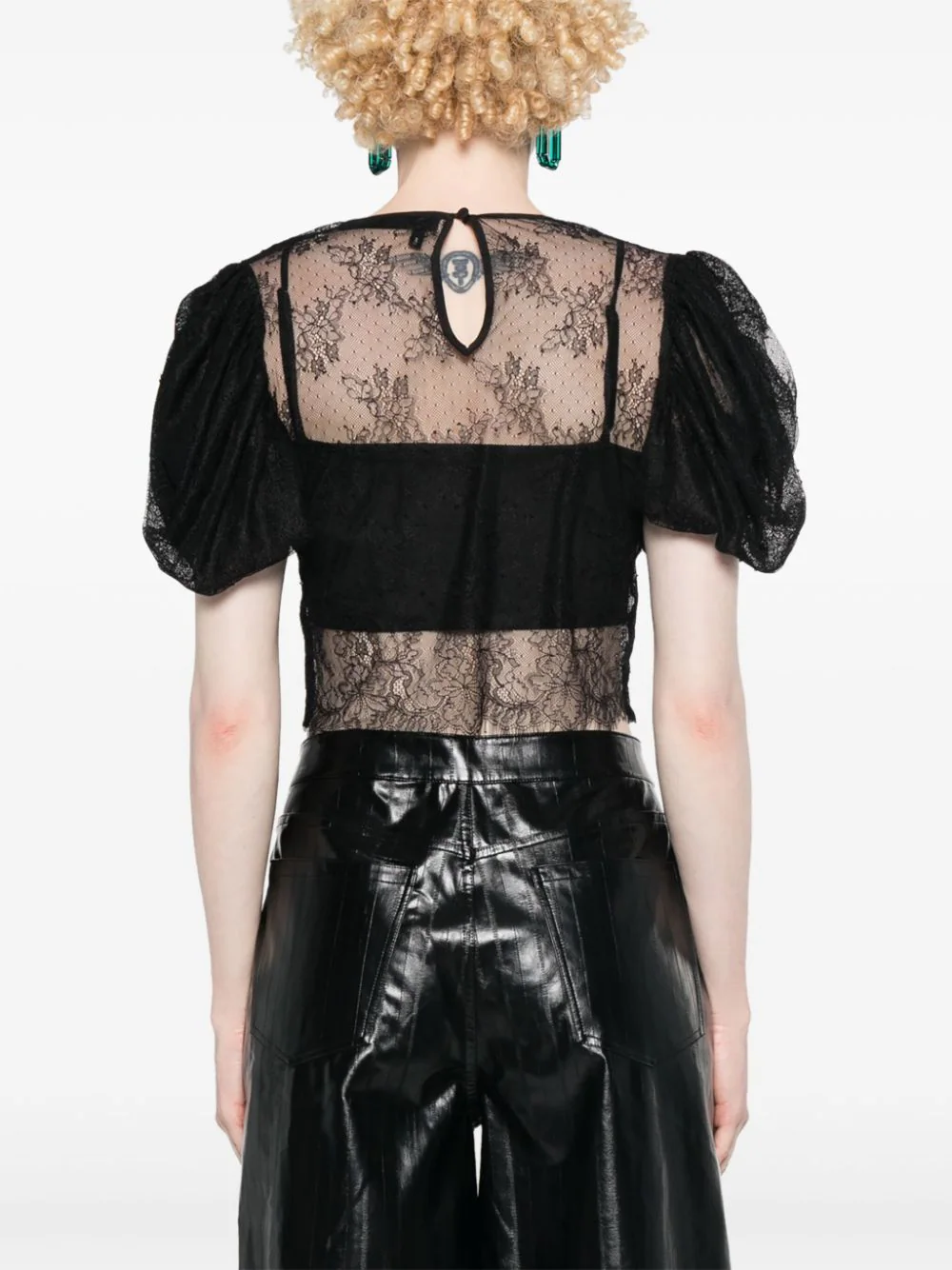 ROTATE Lace Puff Sleeve Top