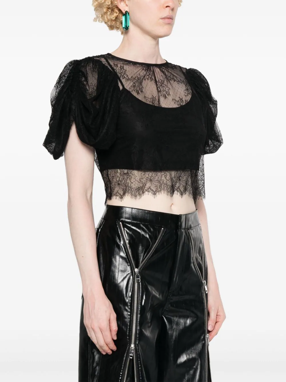 ROTATE Lace Puff Sleeve Top