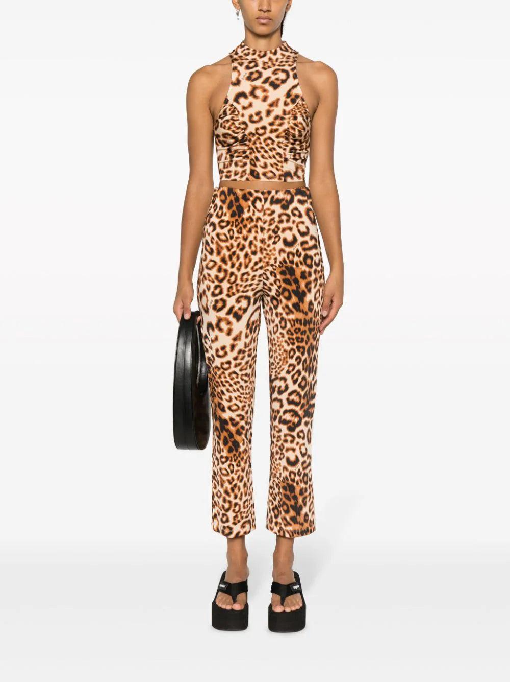 ROTATE Leopard-pattern Crop Top