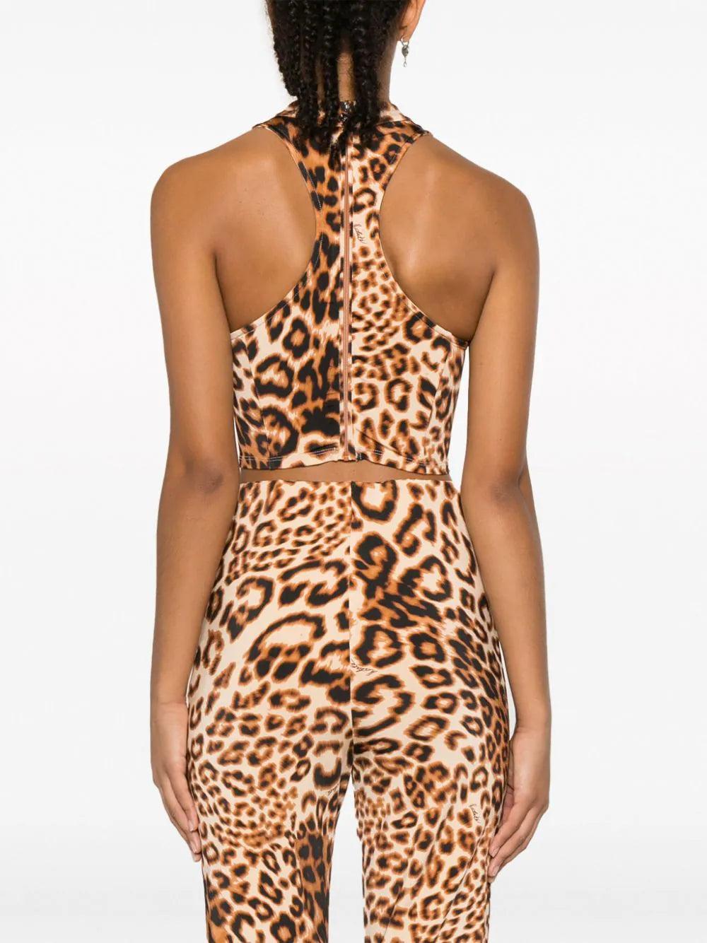 ROTATE Leopard-pattern Crop Top