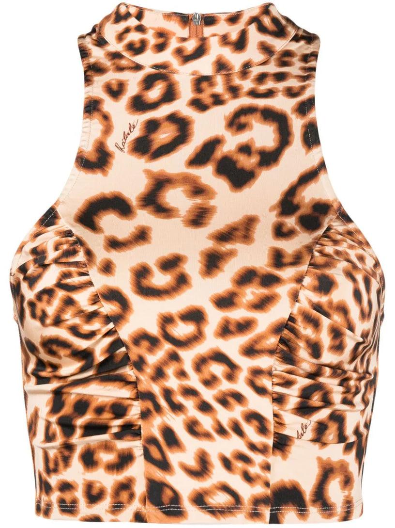 ROTATE Leopard-pattern crop top