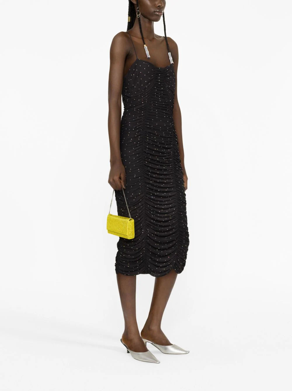 ROTATE Mesh Midi Dress