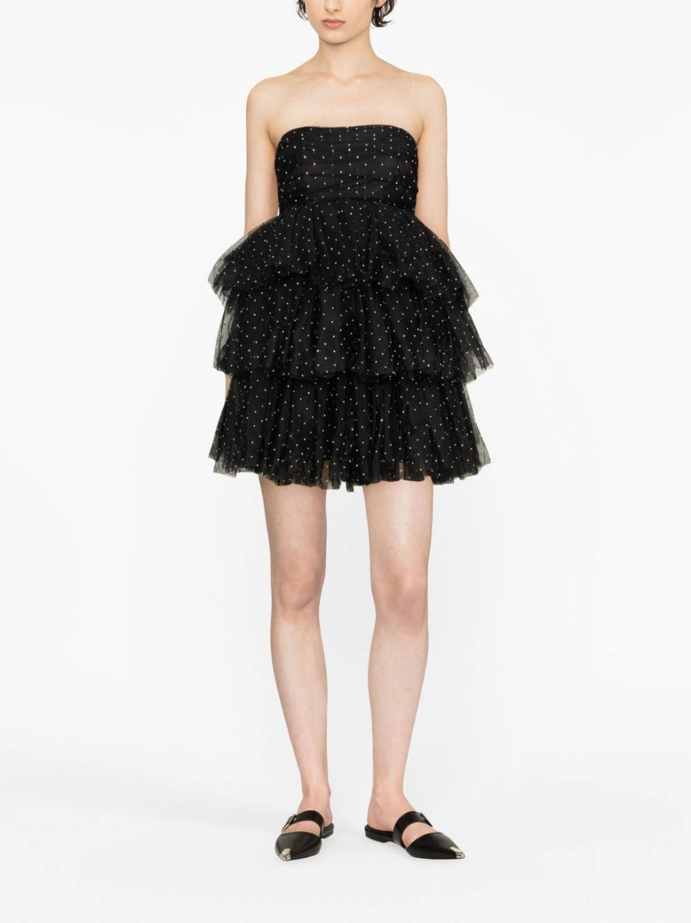 ROTATE Mesh Mini Ruffle Dress