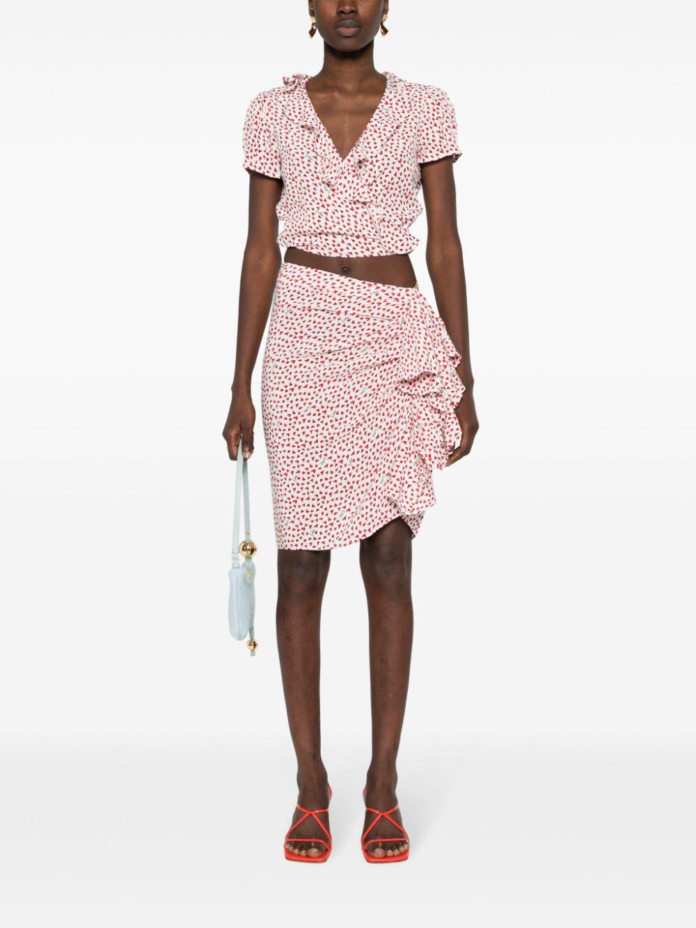 ROTATE Printed Mini Ruffle Skirt