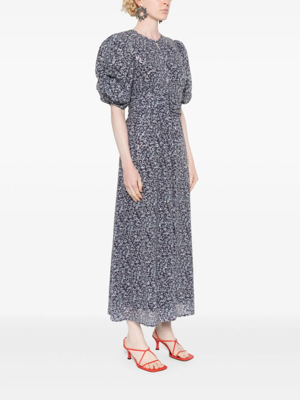ROTATE Puff Sleeve Sequin Dress