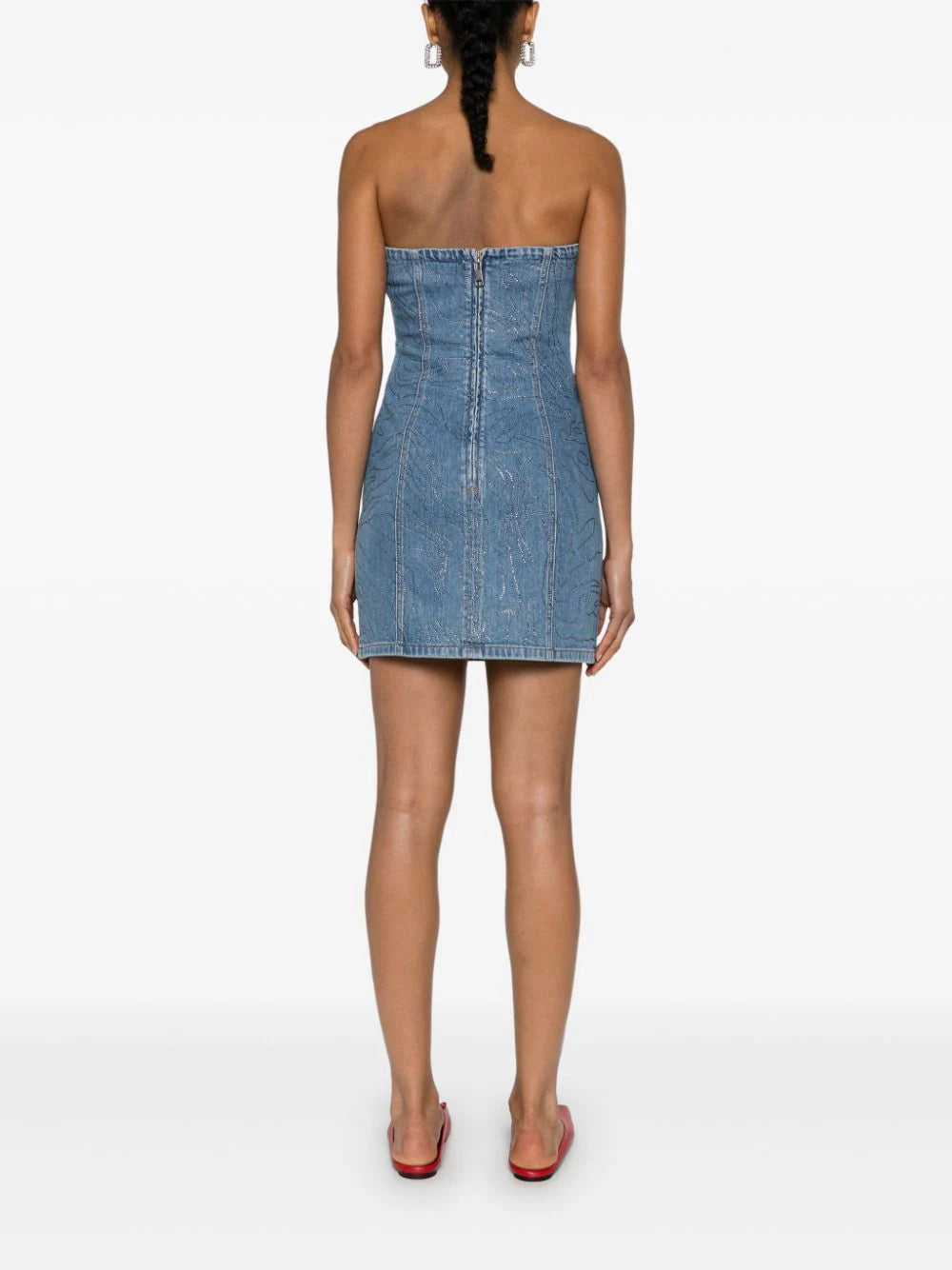 ROTATE Rhinestone Denim Dress