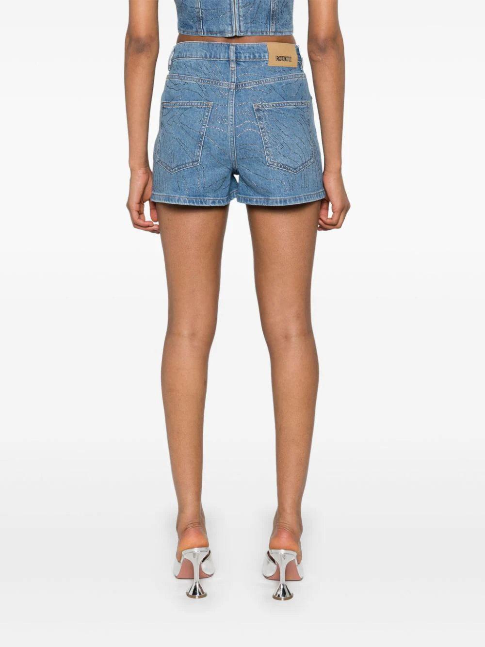 ROTATE Rhinestone Denim Shorts