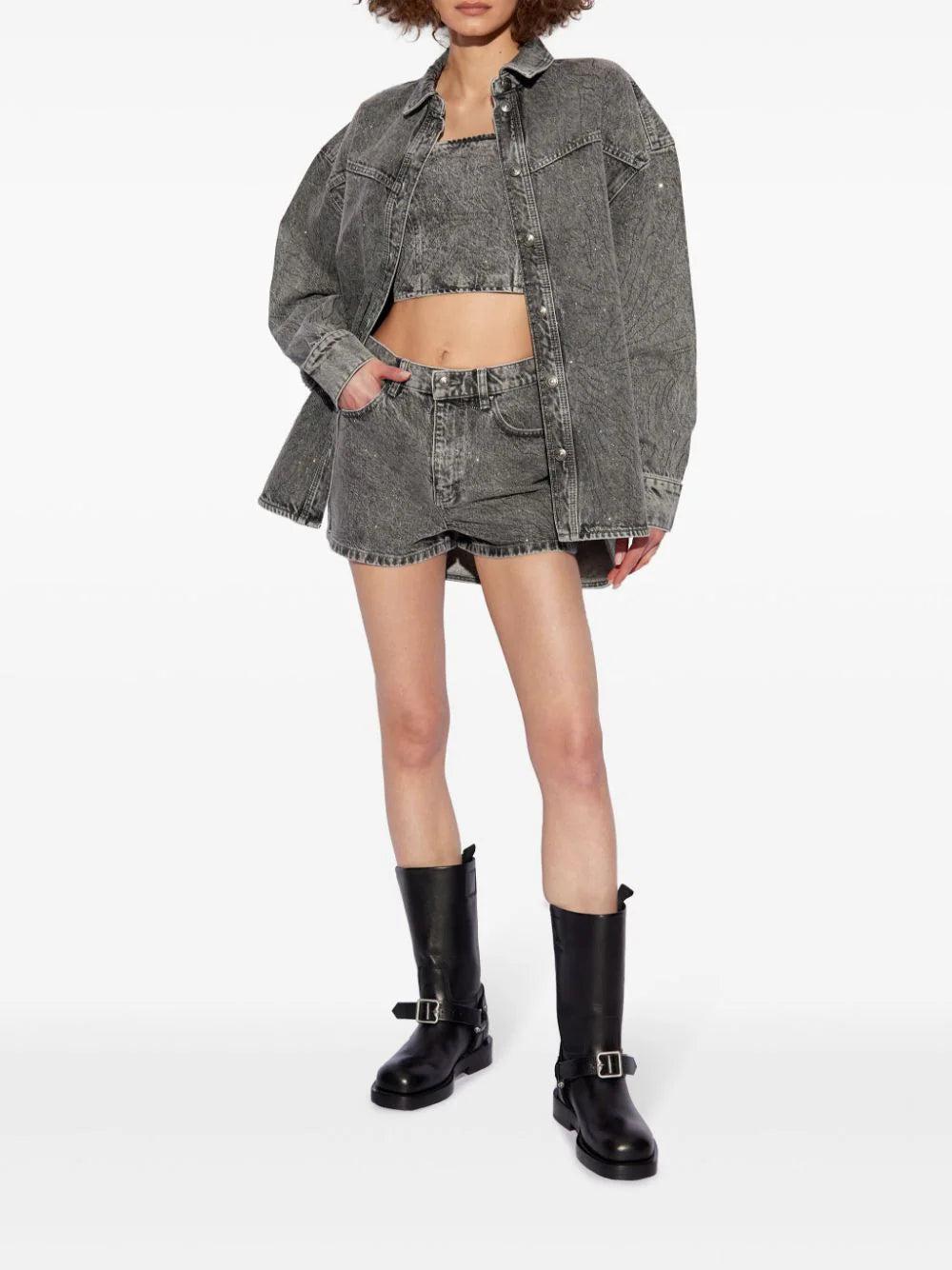 ROTATE Rhinestone Denim Shorts