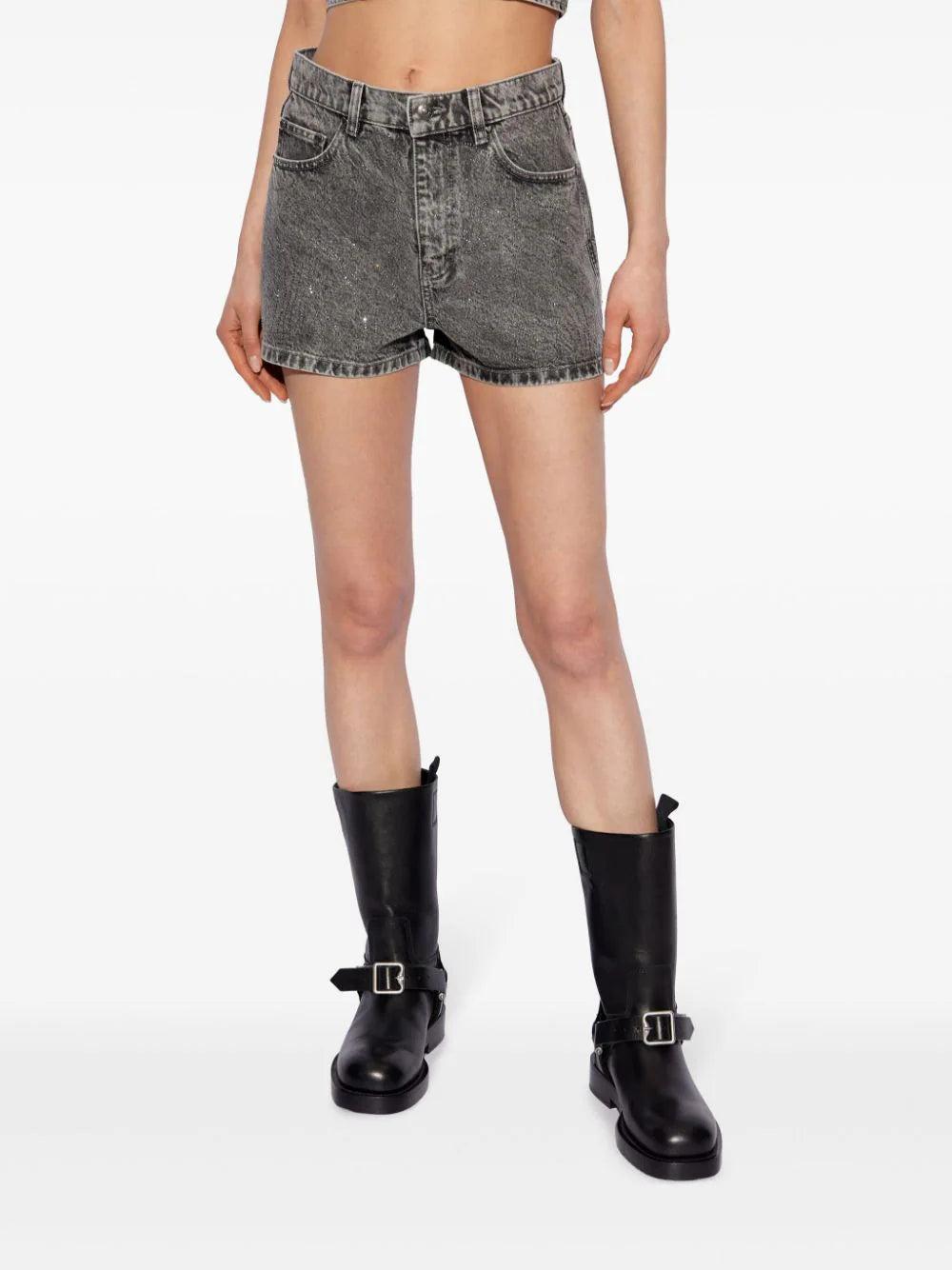 ROTATE Rhinestone Denim Shorts