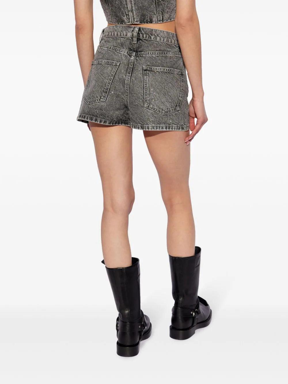 ROTATE Rhinestone Denim Shorts
