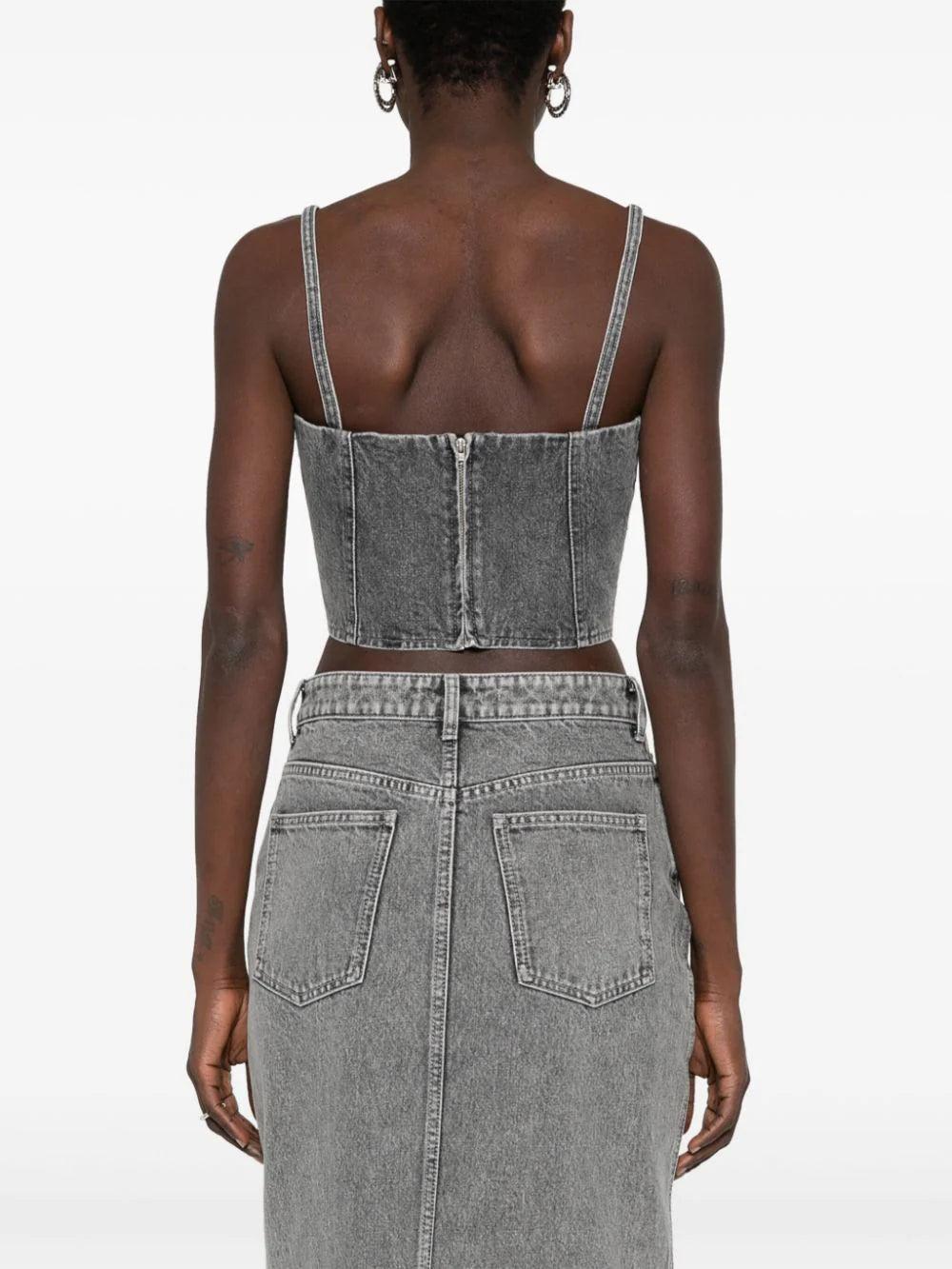 ROTATE Rhinestone Denim Top