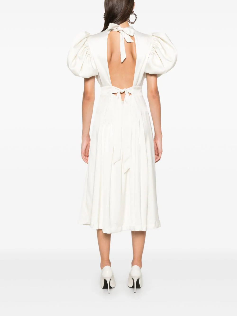 ROTATE Satin Puff Midi Dress