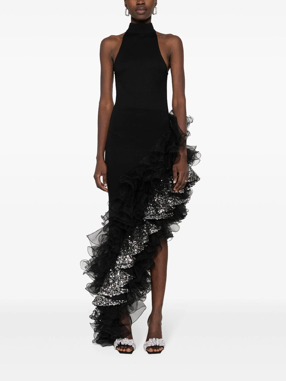 ROTATE Sequin-detail Ruffled Maxi Dress