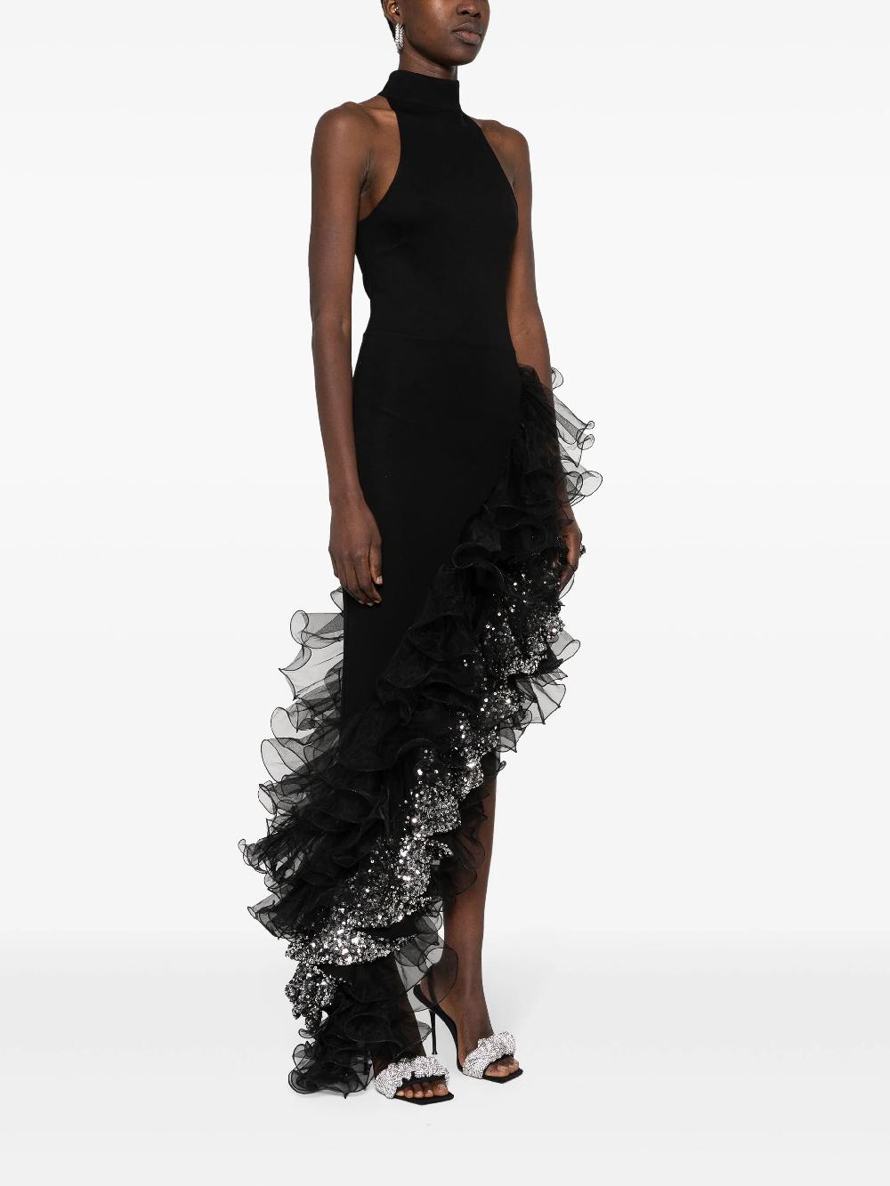 ROTATE Sequin-detail Ruffled Maxi Dress