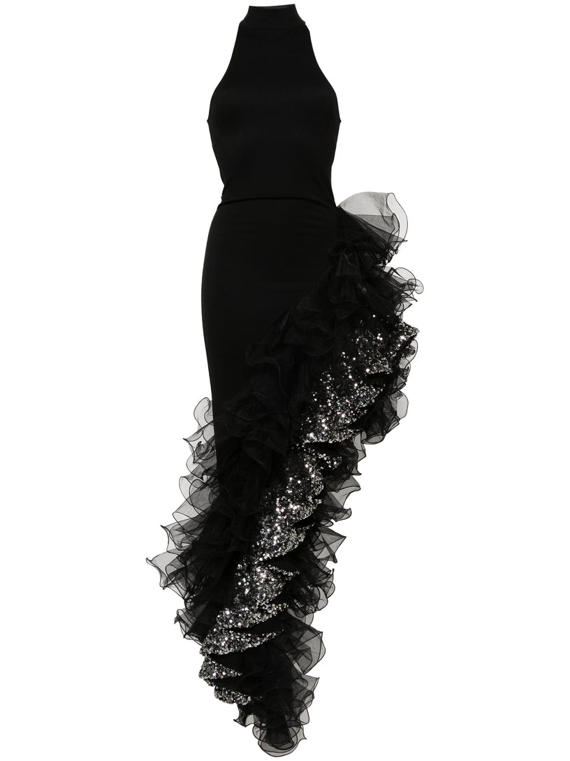 ROTATE Sequin-detail ruffled maxi dress