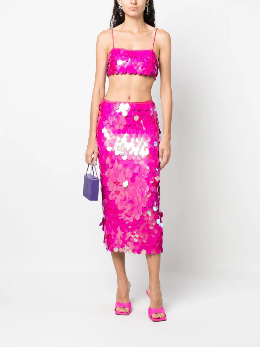 ROTATE Sequin-embellishment Cropped Top