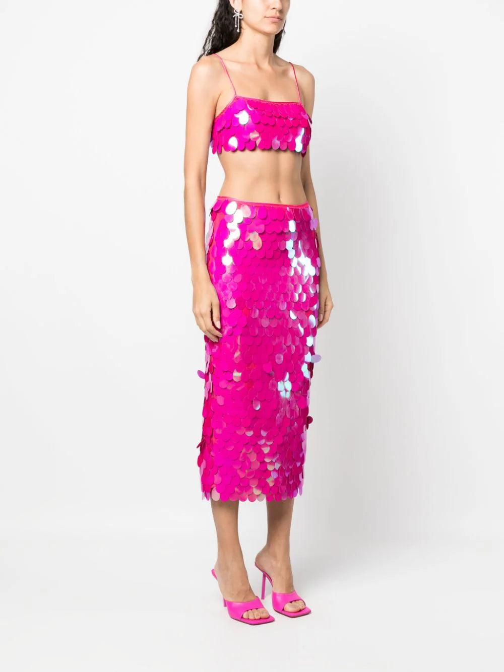 ROTATE Sequin-embellishment Cropped Top