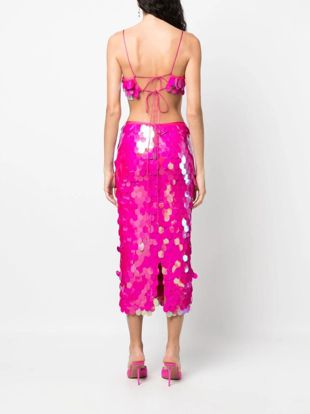 ROTATE Sequin-embellishment Cropped Top