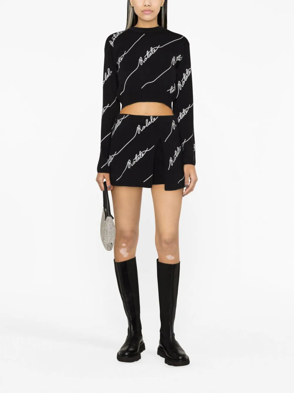 ROTATE Sequin Logo Mini Skirt