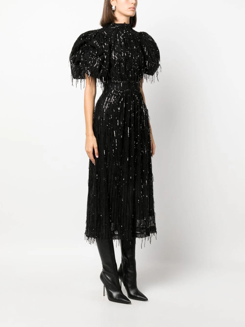 ROTATE Sequin Midi Puff Dress