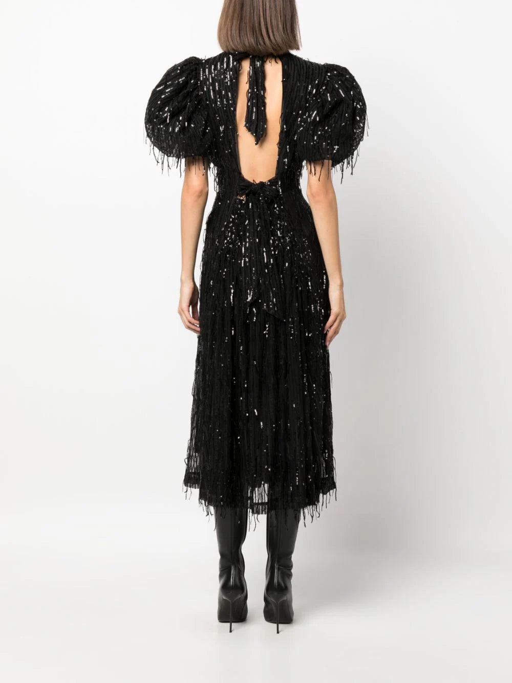 ROTATE Sequin Midi Puff Dress
