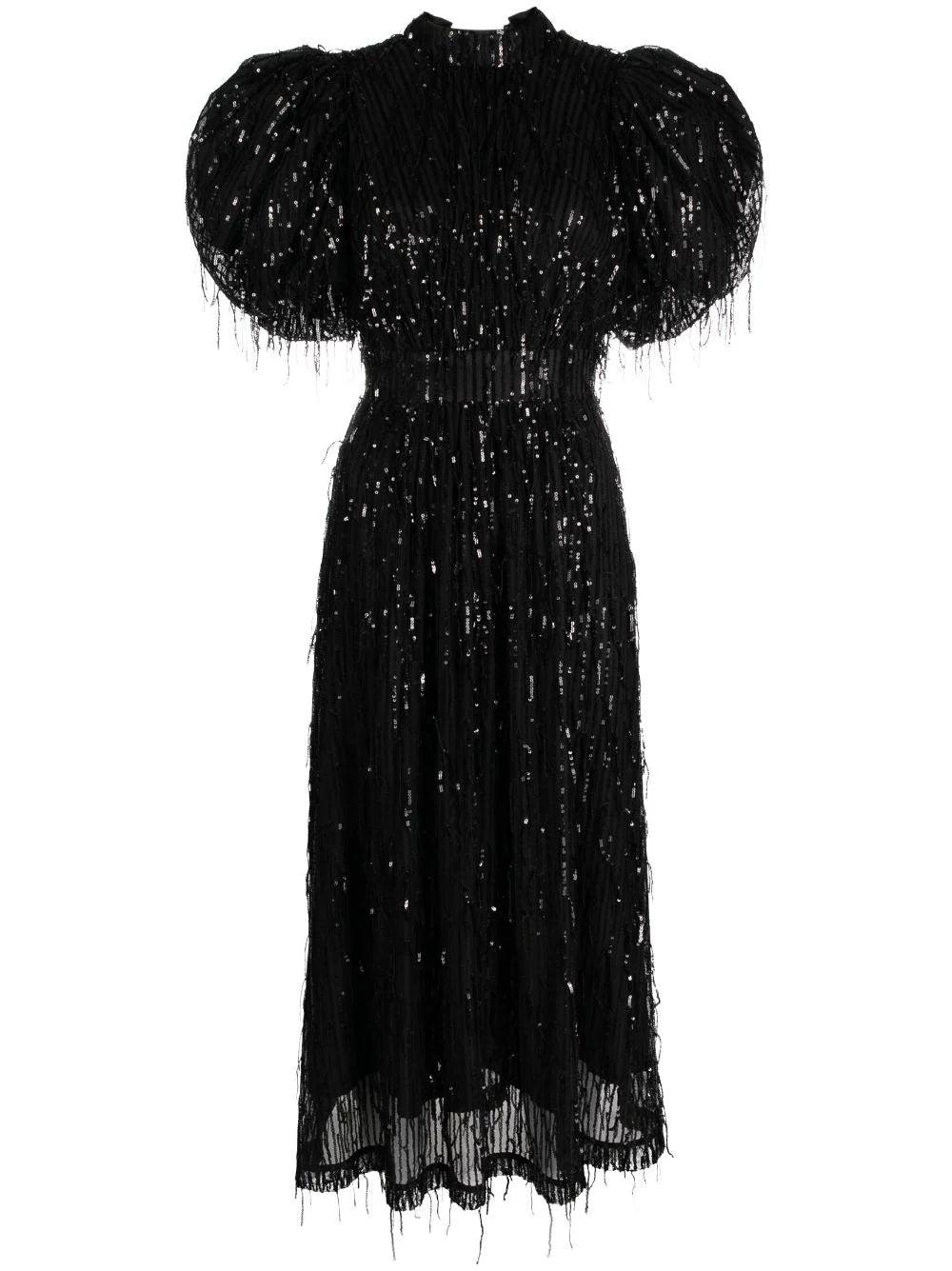 ROTATE Sequin Midi Puff Dress