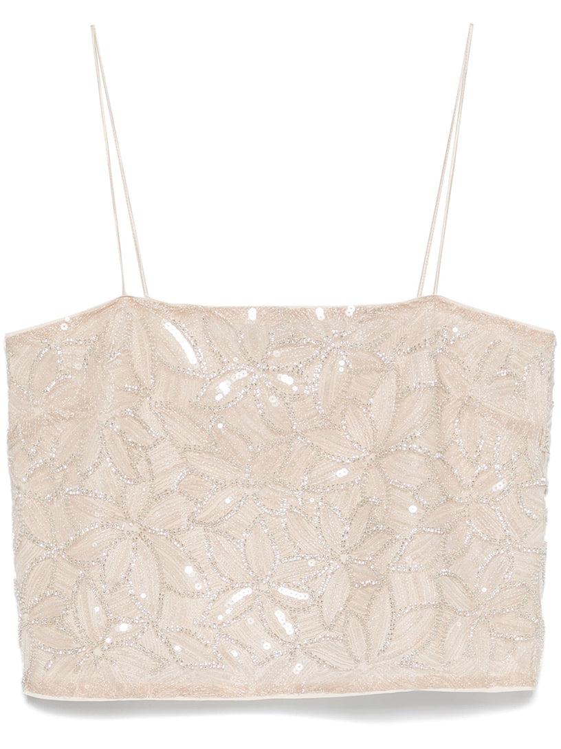 ROTATE Sequin mini top creme