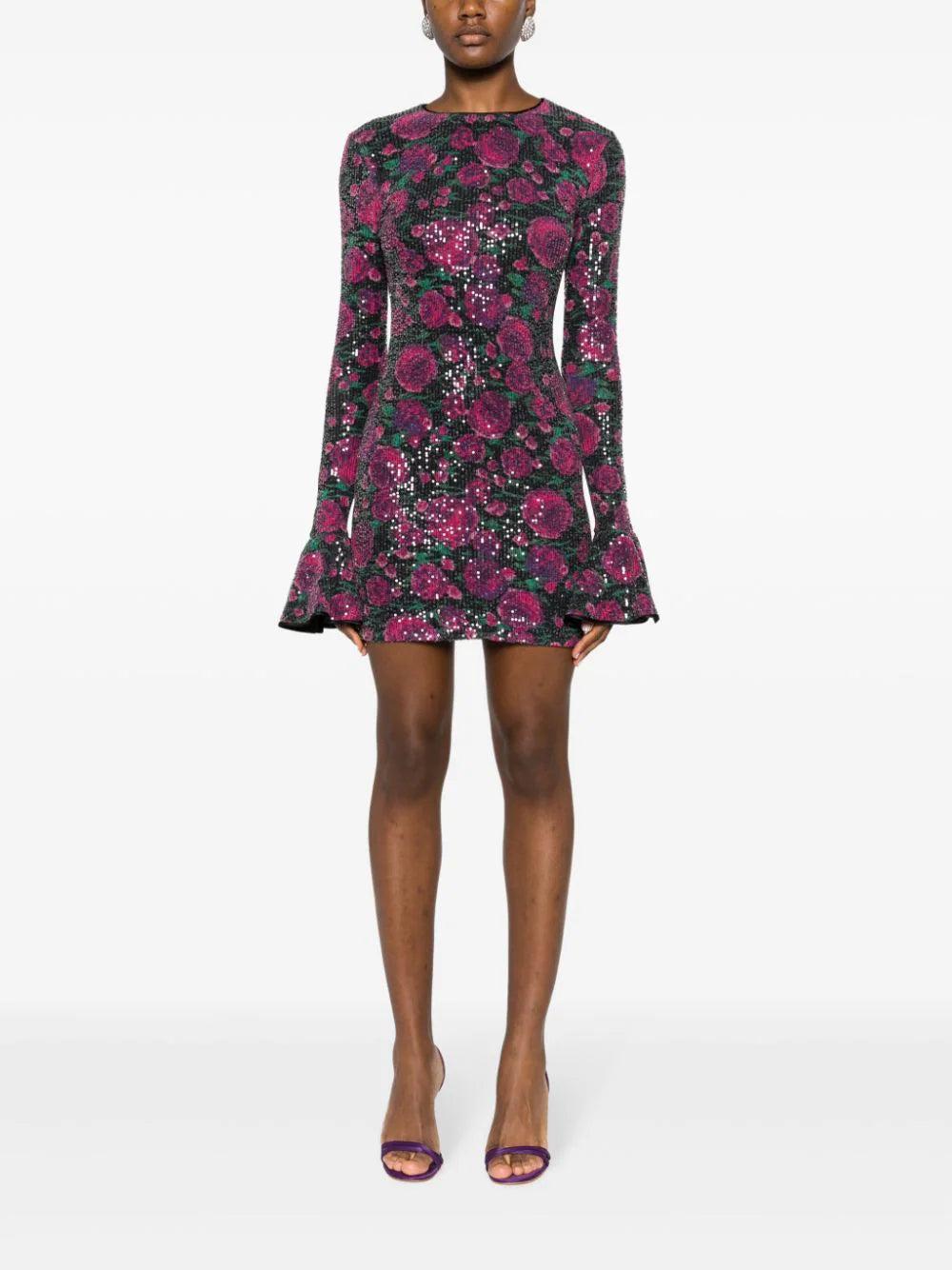 ROTATE Sequins Dress Roses Print