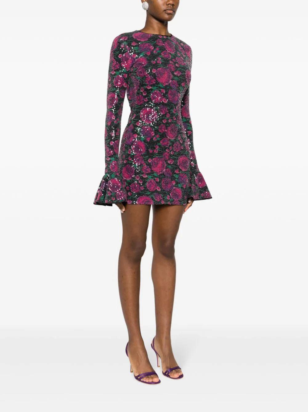 ROTATE Sequins Dress Roses Print