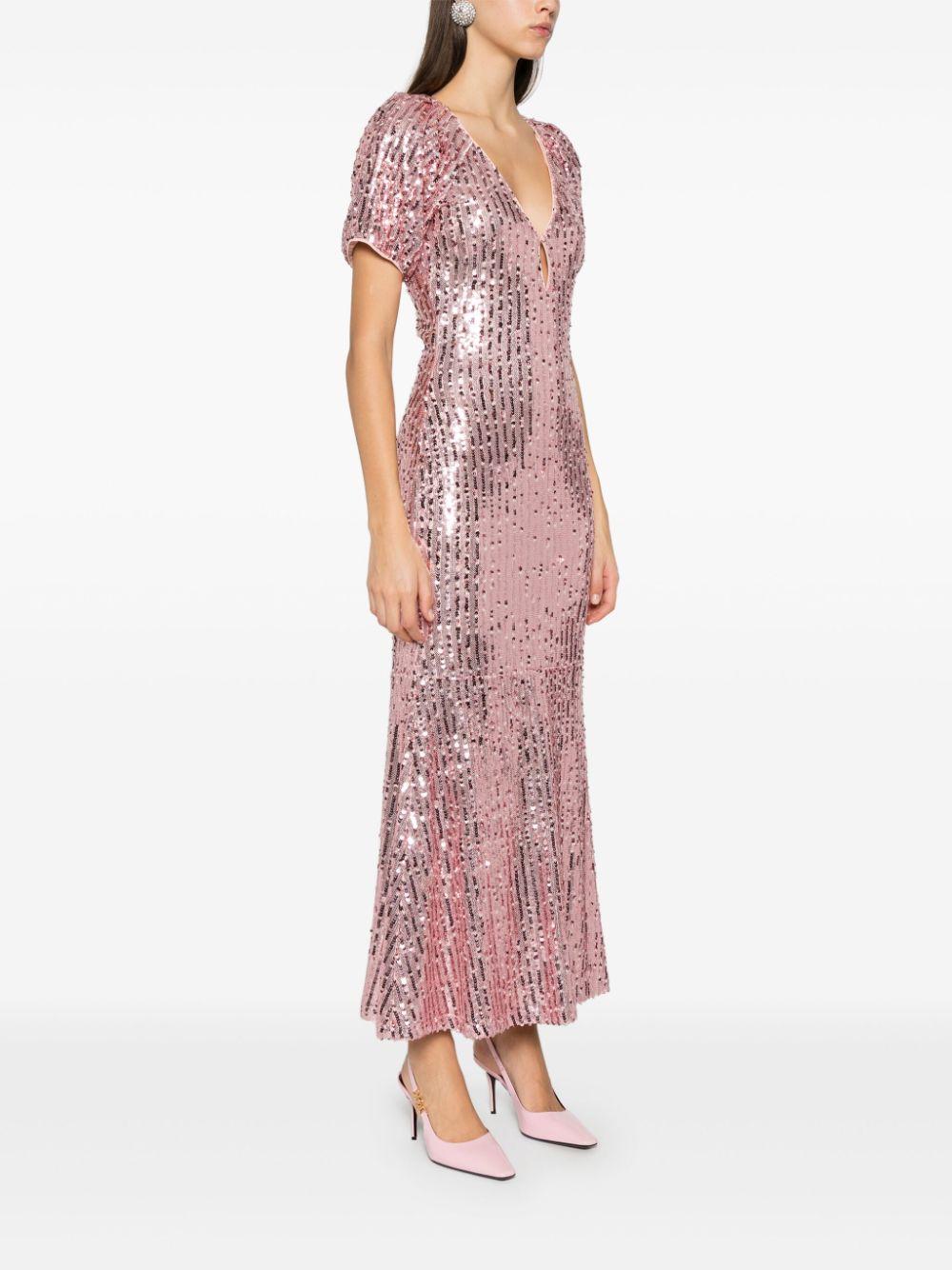 ROTATE Sequins Midi V-neck Dress