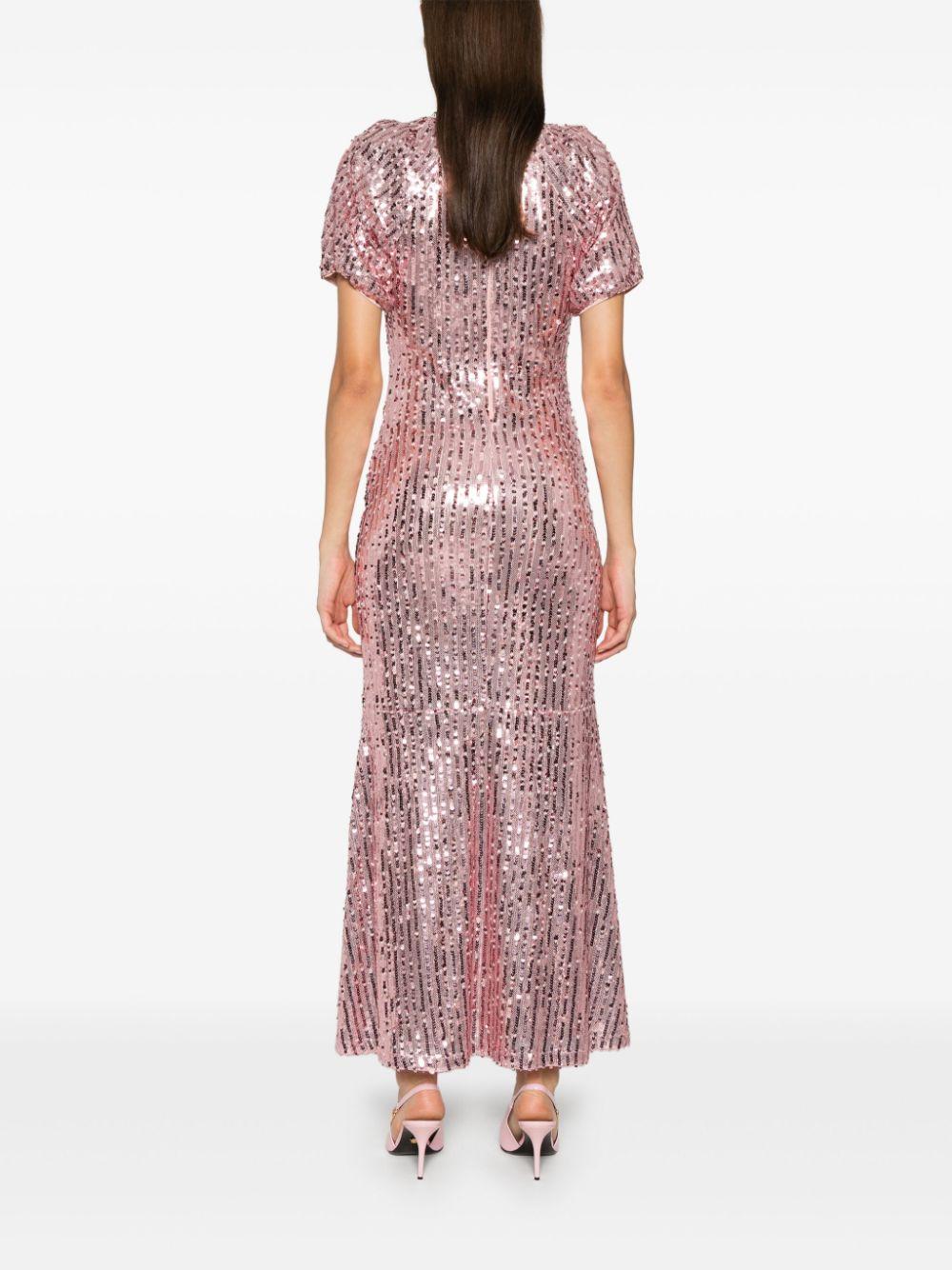 ROTATE Sequins Midi V-neck Dress