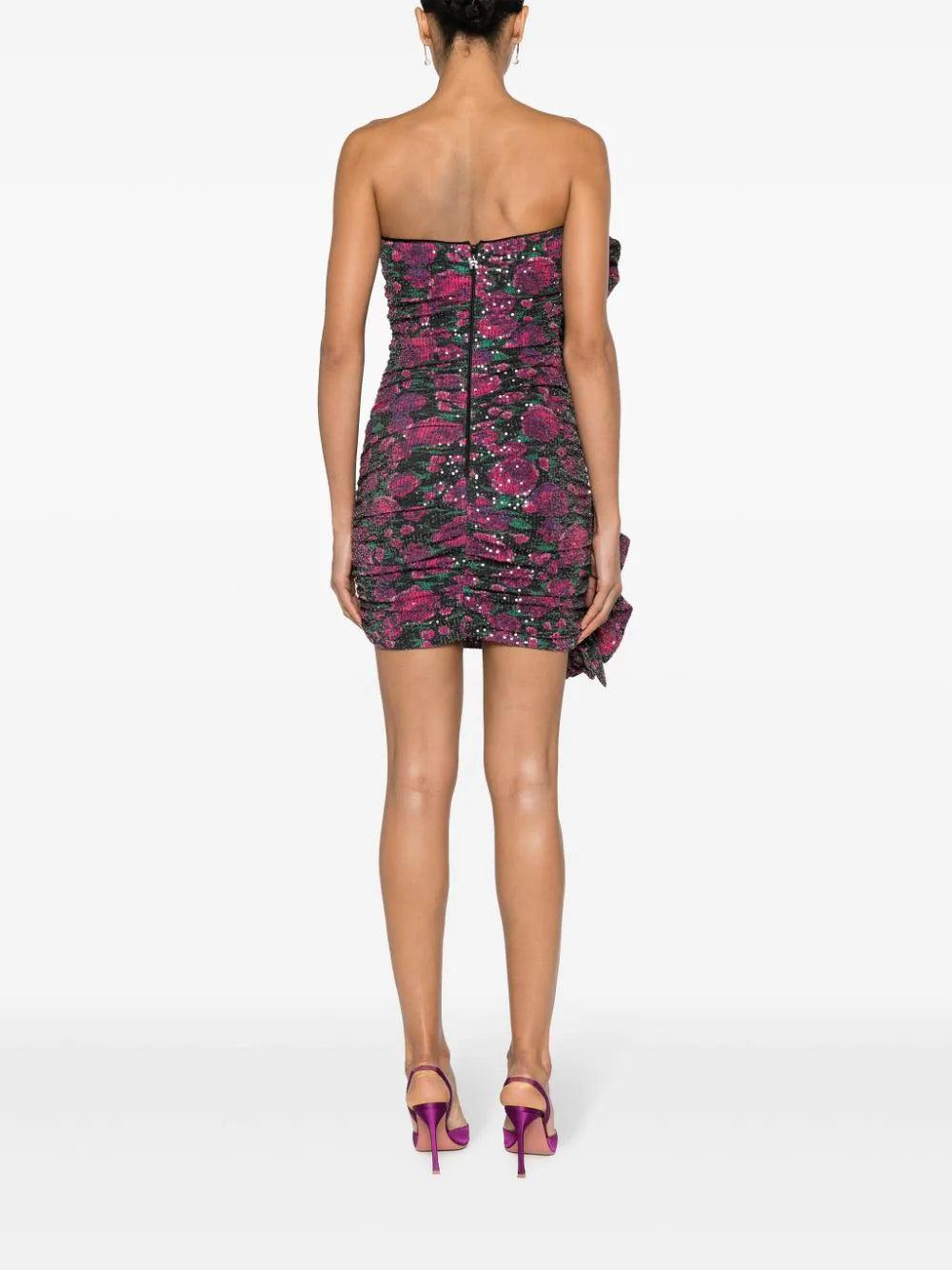 ROTATE Sequins Ruched Dress Pink Print