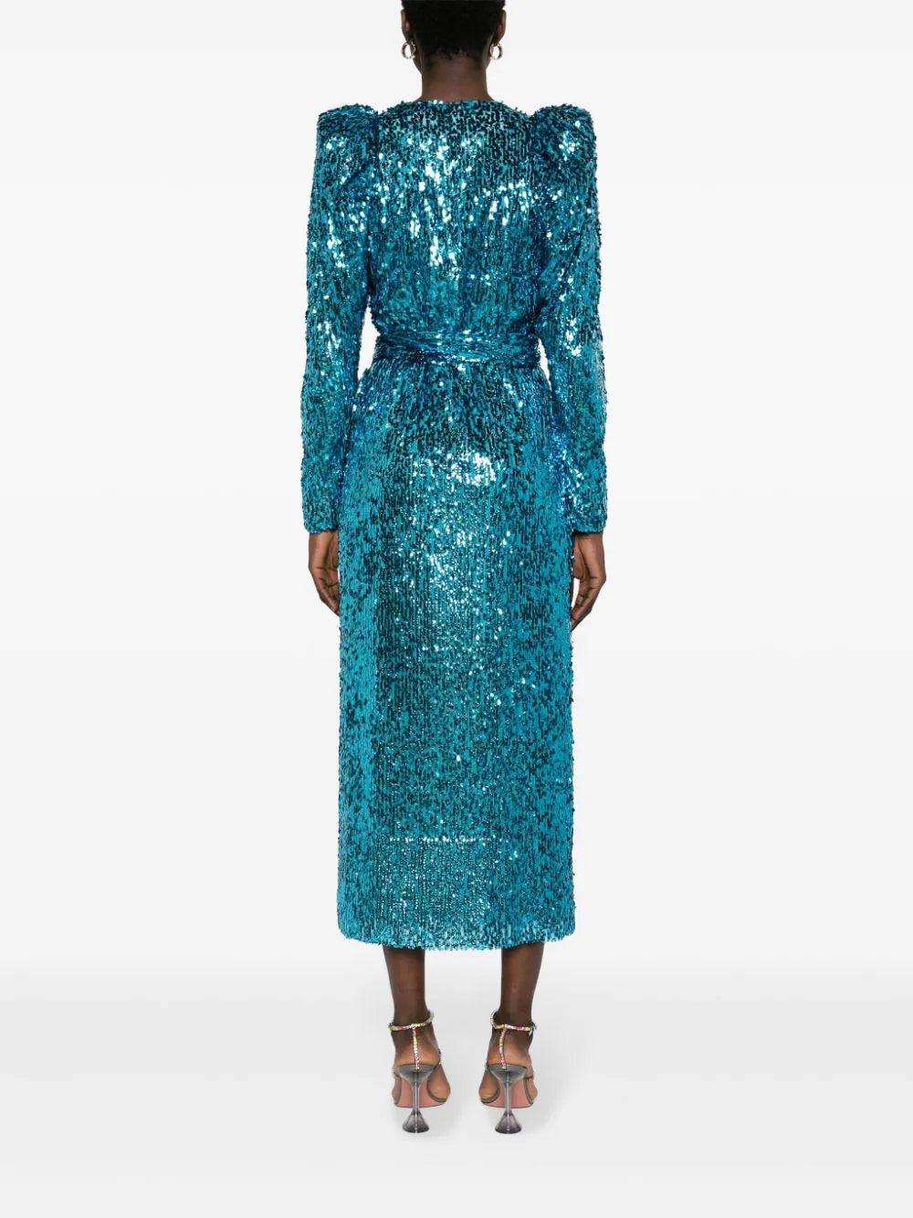 ROTATE Sequins Wrap Midi Dress