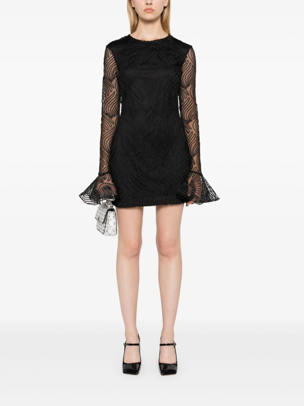 ROTATE Shiny Mini Flounce Dress