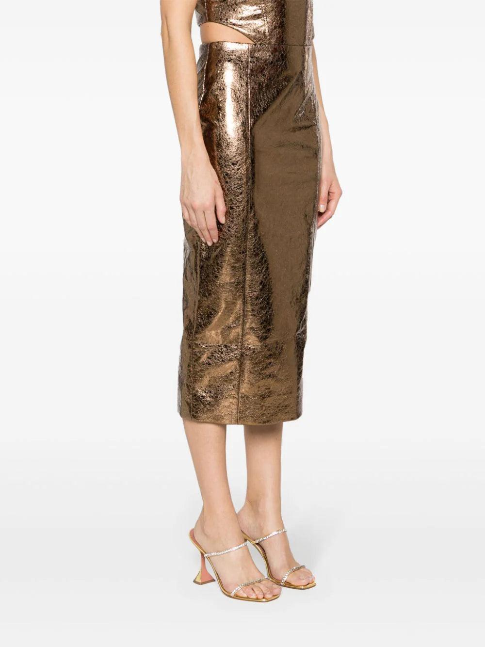ROTATE Textured Pencil Skirt Metallic
