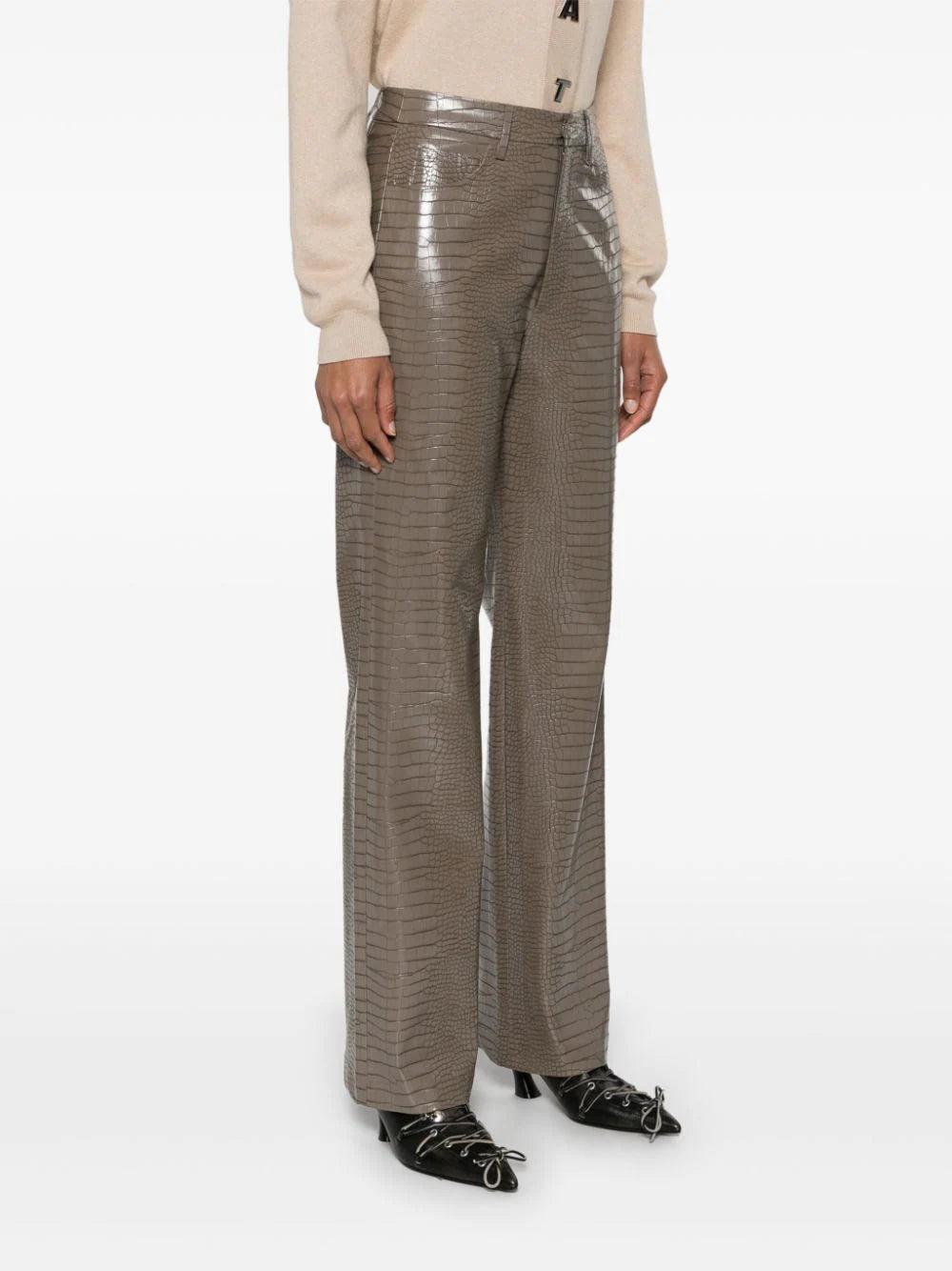 ROTATE Textured Straight Pants Brown