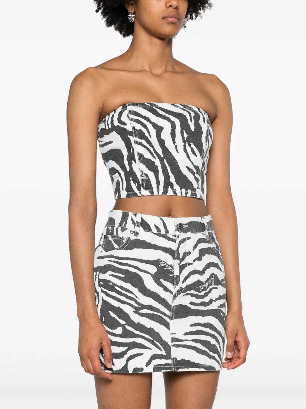 ROTATE Zebra Denim Top