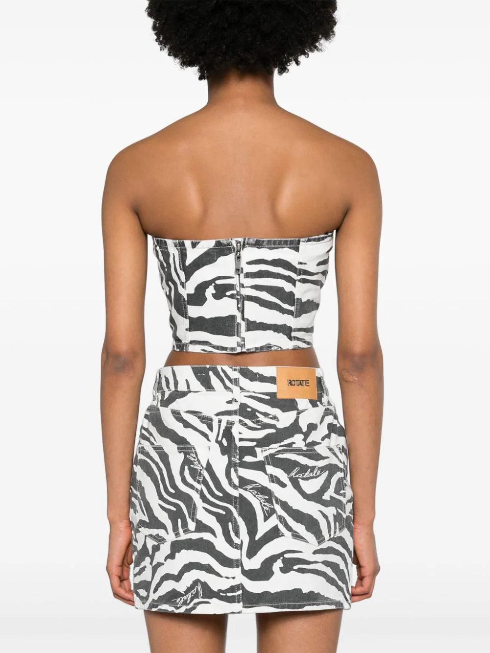 ROTATE Zebra Denim Top