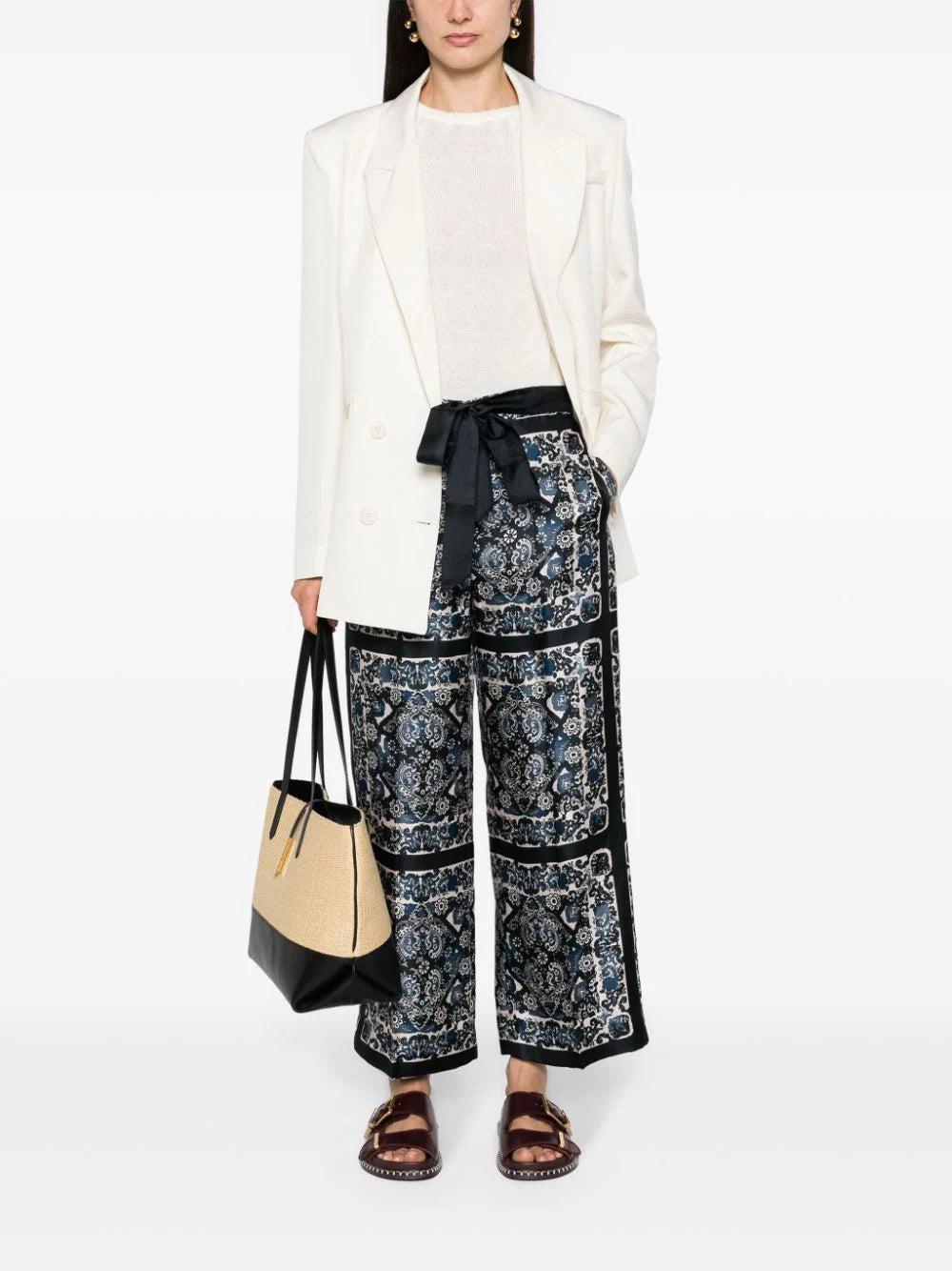 S Max Mara Patty Silk Twill Trousers