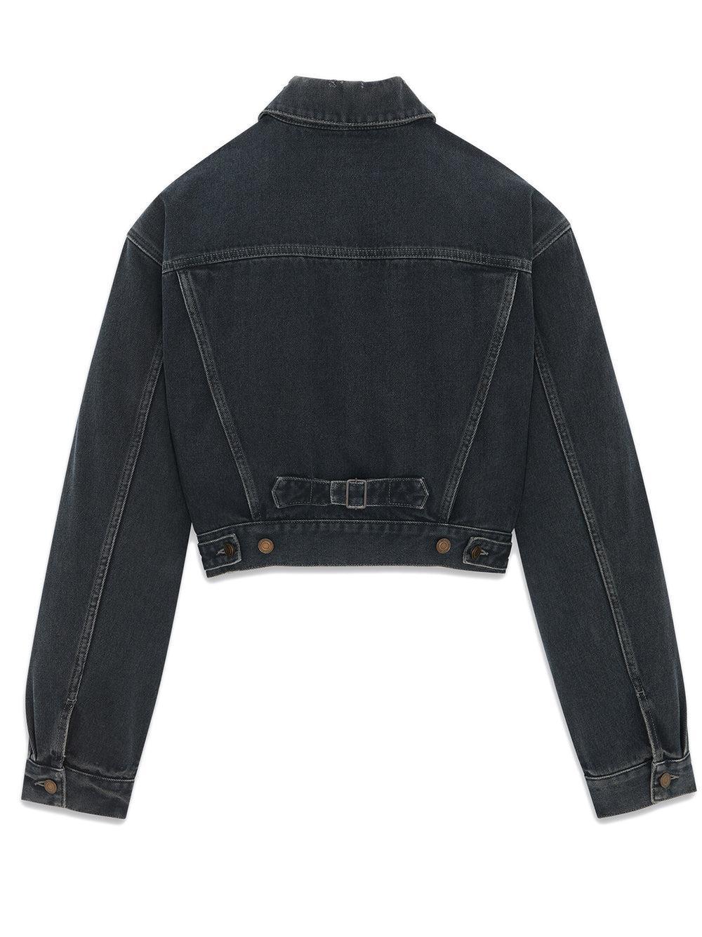 Saint Laurent 80s Jacket In Dark Blue Black Denim