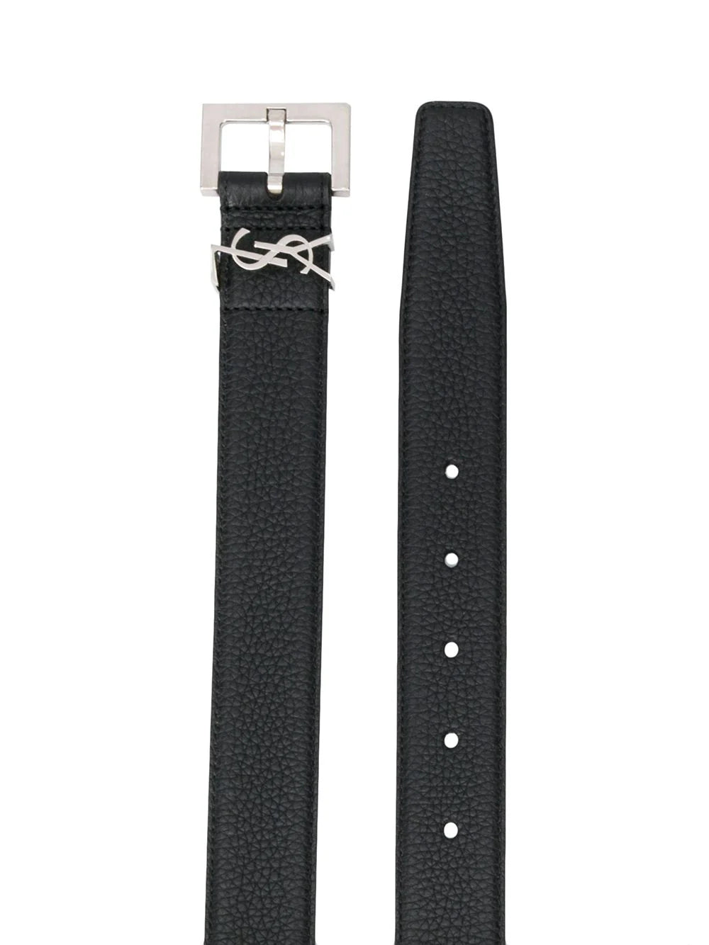 Saint Laurent Cassandre Belt In Grained Leather