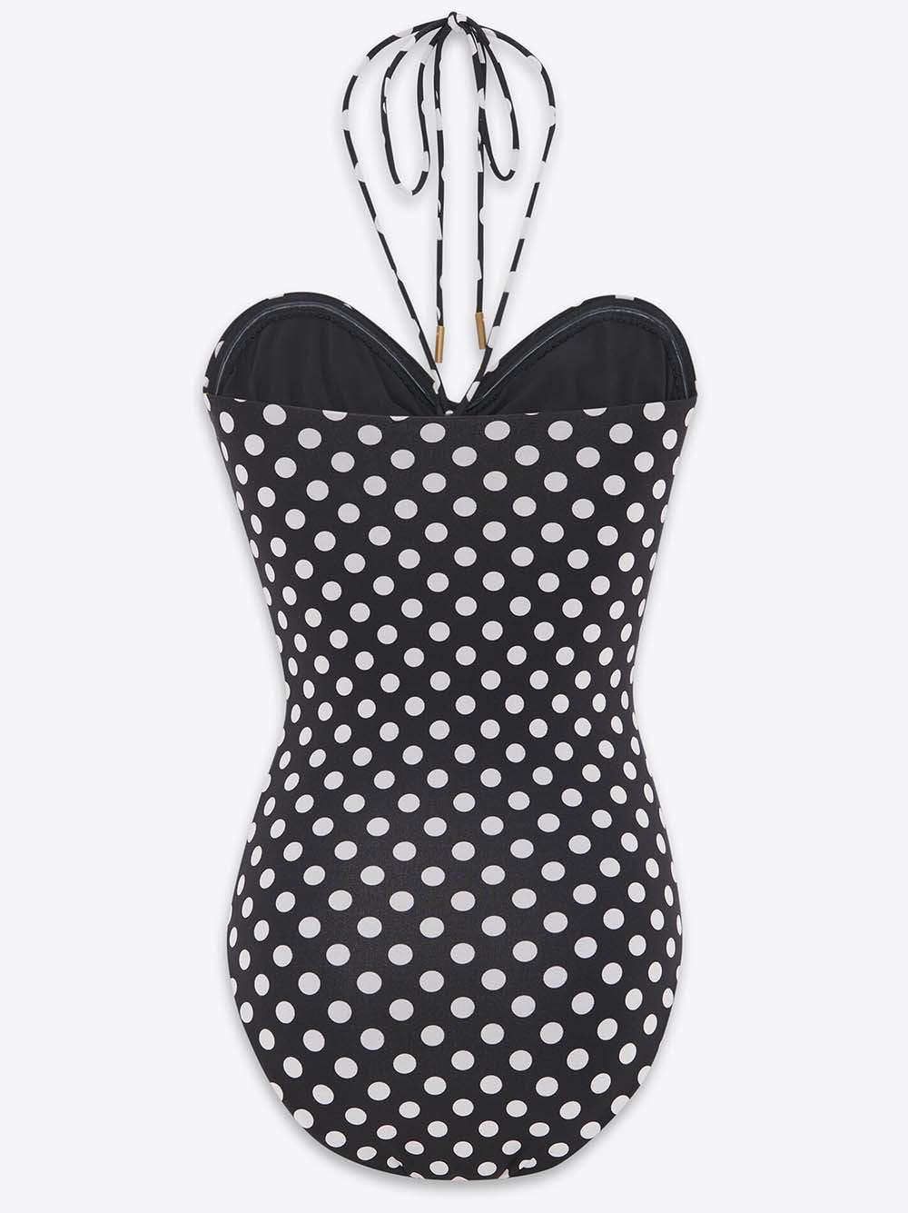 Saint Laurent Dotted Bustier Swimsuit