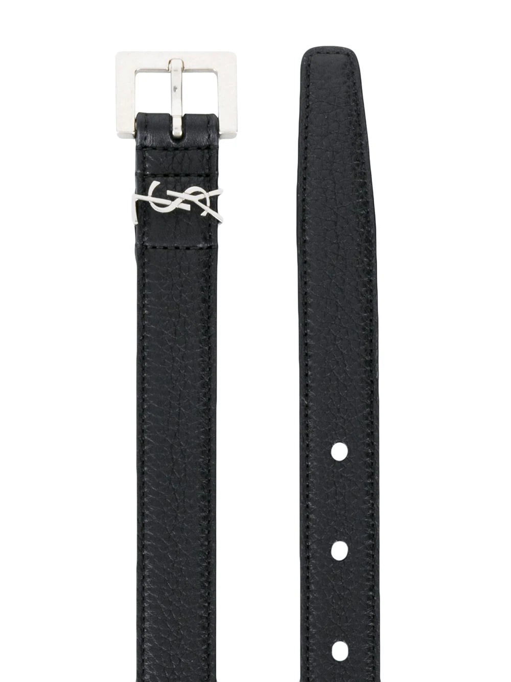 Saint Laurent Grained Leather Cassandre Belt