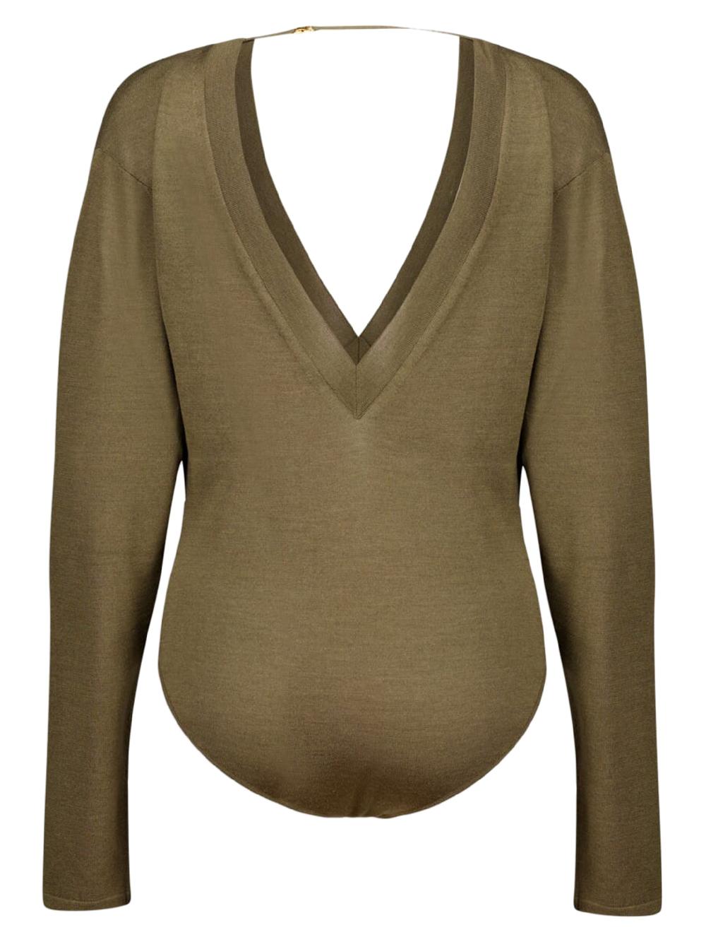 Saint Laurent Knitted Bodysuit With V-neck