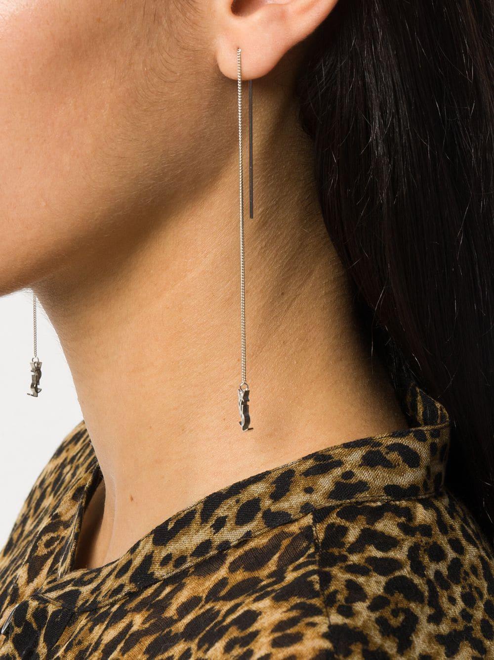 Saint Laurent Opyum Ysl Long Threader Earrings