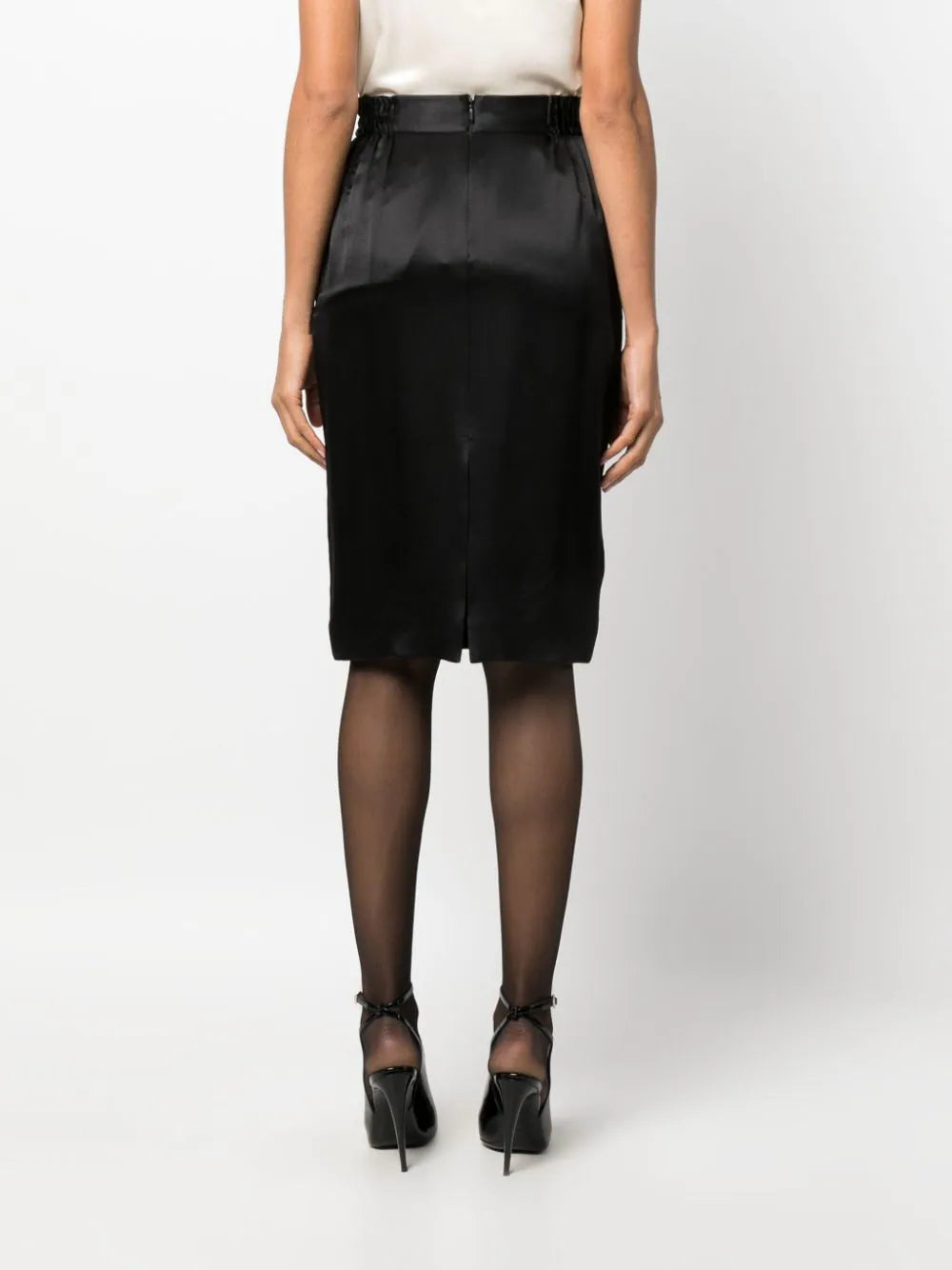 Saint Laurent Pencil Skirt In Silk Satin Crepe