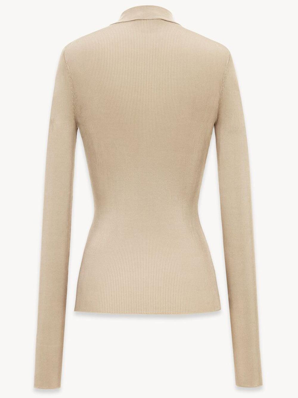 Saint Laurent Ribbed Silk Top