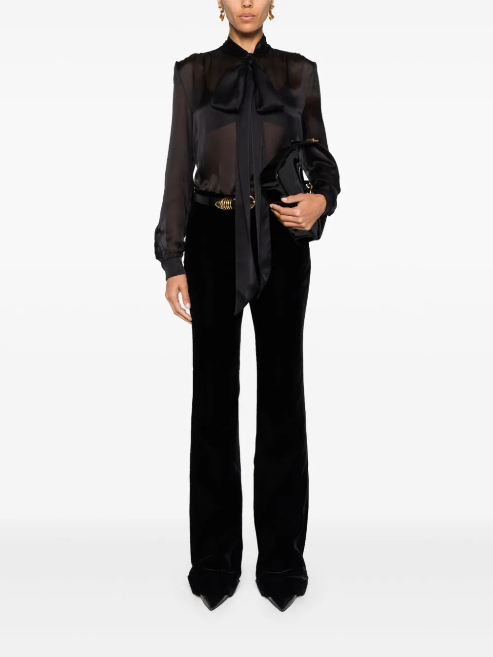 Saint Laurent Shirt With Lavallière Collar In Silk